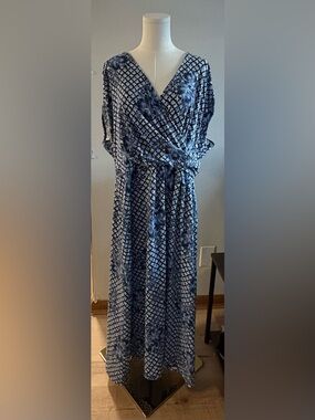 Lands End maxi length faux wrap plus size dress